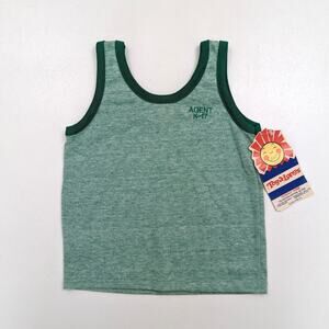 Vintage Tog-a-Longs Tank Top Boys Sz 2-3T Green Ringer 80s Basic Retro Classic